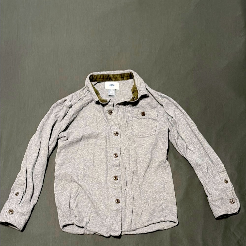 Gray Jersey Button-Up Shirt